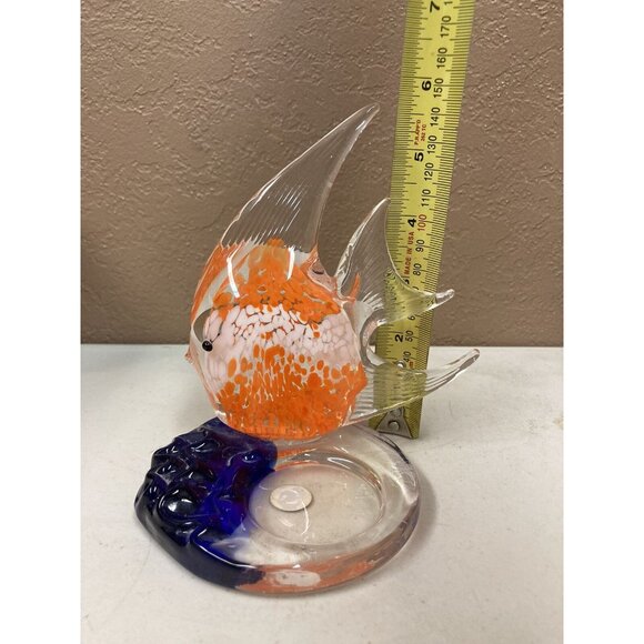 PartyLite Bermuda Tropical Fish Orange Glass Tealight Holder 5 3/4” - Picture 9 of 9